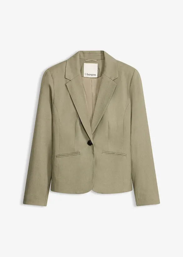 Blazer mit Paspeltaschen Petite in grün von vorne - bonprix