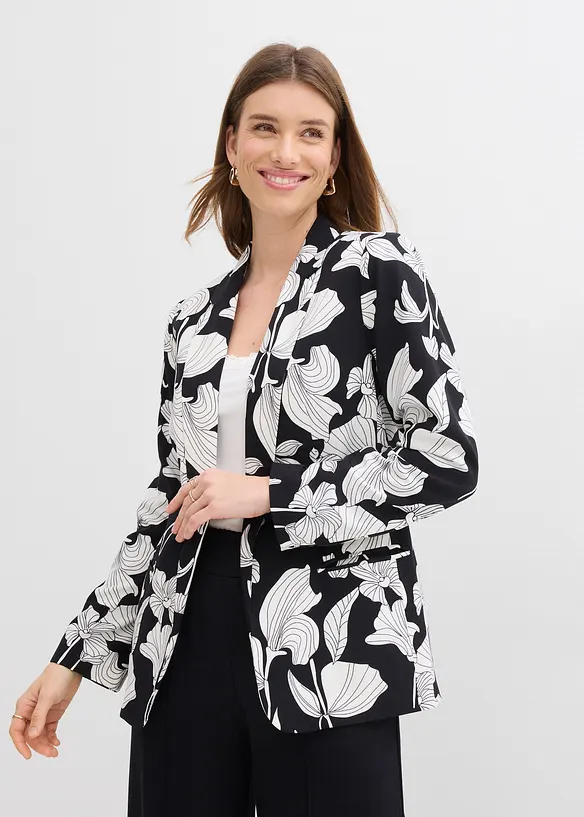 Blazer in schwarz von vorne (im Anschnitt) - bonprix