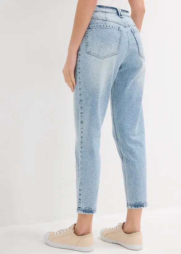 Mom-Jeans High Waist, cropped in blau von hinten - bonprix