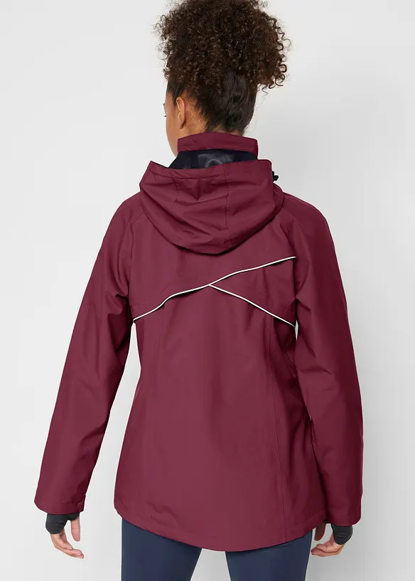 Wasserdichte Funktions-Jacke mit reflektierenden Details in rot von hinten (im Anschnitt) - bonprix