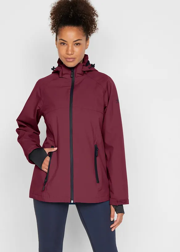 Wasserdichte Funktions-Jacke mit reflektierenden Details in rot von vorne (im Anschnitt) - bonprix