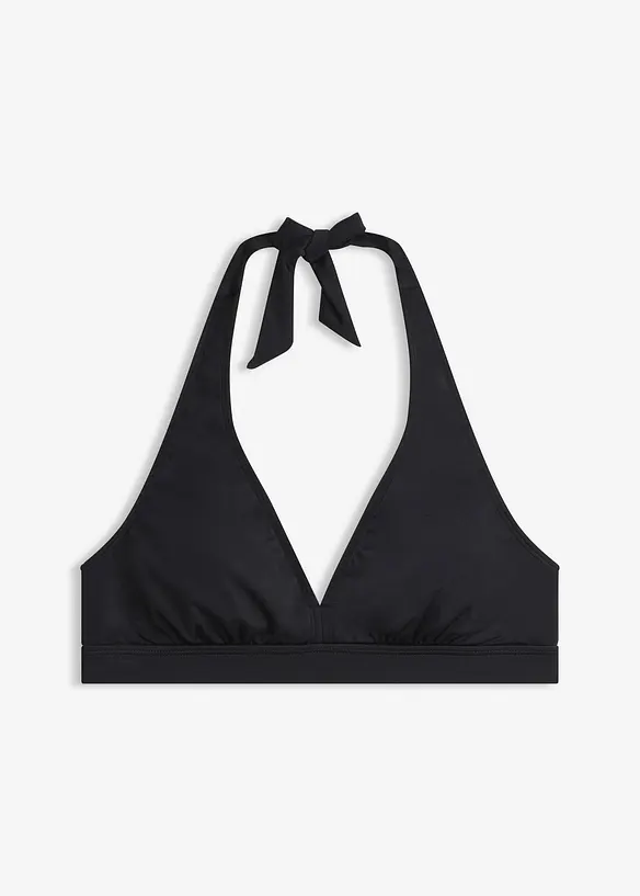 Neckholder-Bikinioberteil mit V-Ausschnitt in schwarz von vorne - bonprix