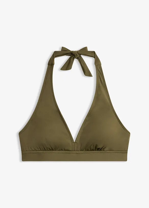 Neckholder-Bikinioberteil mit V-Ausschnitt in grün von vorne - bonprix