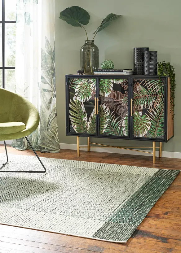 Sideboard mit handbemalten Glastüren - beige, Sideboard