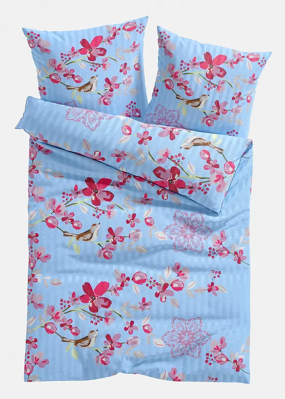 Seersucker-Bettwäsche in blau von vorne - bonprix