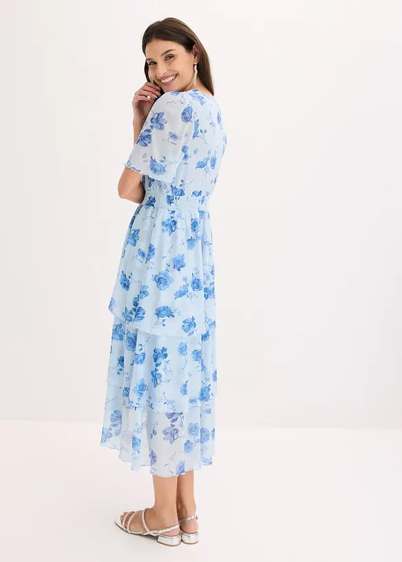 Midikleid aus softem Mesh in blau von hinten (Totalaufnahme) - bonprix