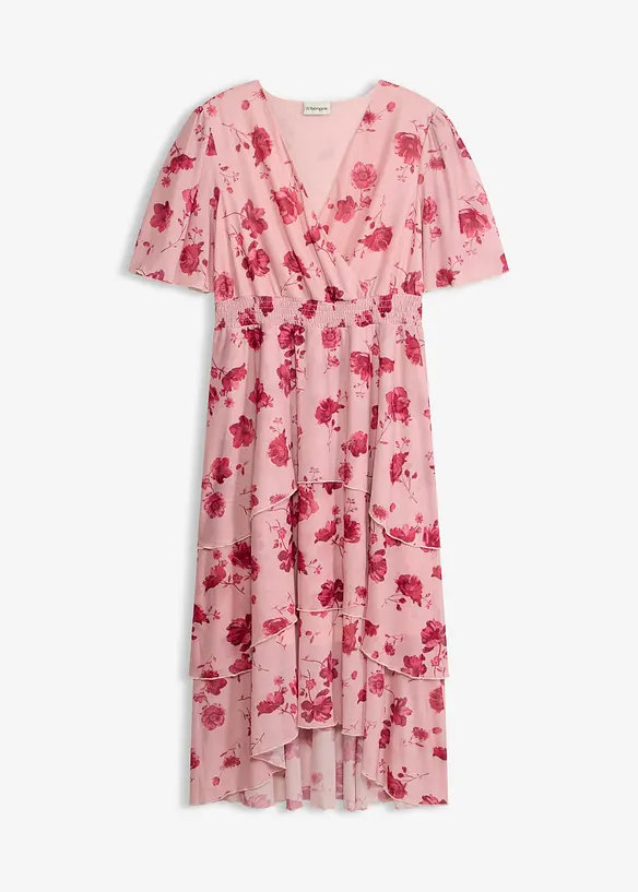 Midikleid aus softem Mesh in rosa von vorne - bonprix