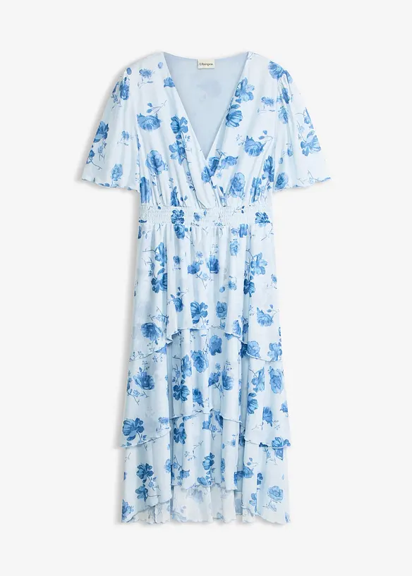 Midikleid aus softem Mesh in blau von vorne - bonprix