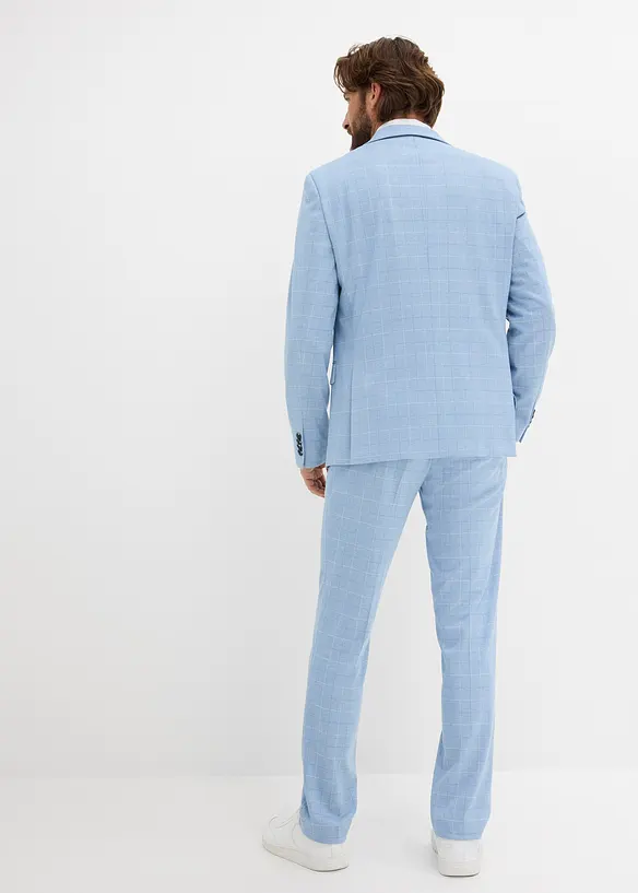 Anzug (2tlg. Set) aus Komfort-Stretch Material, Modern Fit in blau von hinten (Totalaufnahme) - bonprix