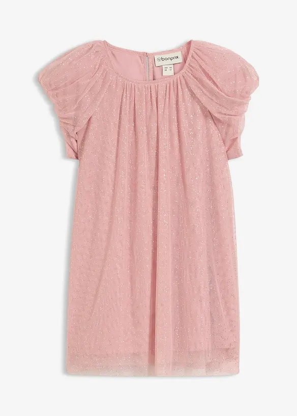 Minikleid aus zartem Tüll in rosa von vorne - bonprix