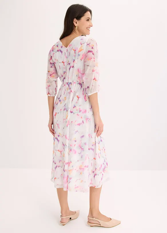 Jerseykleid aus zartem Mesh in weiß von hinten (Totalaufnahme) - bonprix Jerseykleid aus zartem Mesh in weiß von hinten (Totalaufnahme) - bonprix