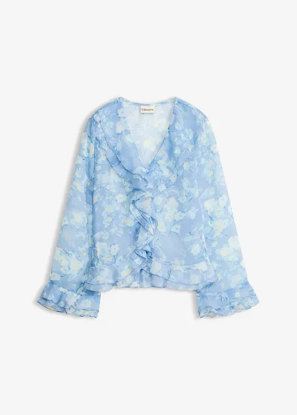 Chiffonbluse mit Volants in blau von vorne - bonprix Chiffonbluse mit Volants in blau von vorne - bonprix