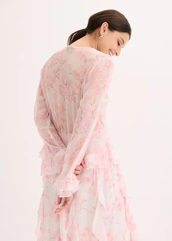 Chiffonbluse mit Volants in weiß von hinten (im Anschnitt) - bonprix Chiffonbluse mit Volants in weiß von hinten (im Anschnitt) - bonprix