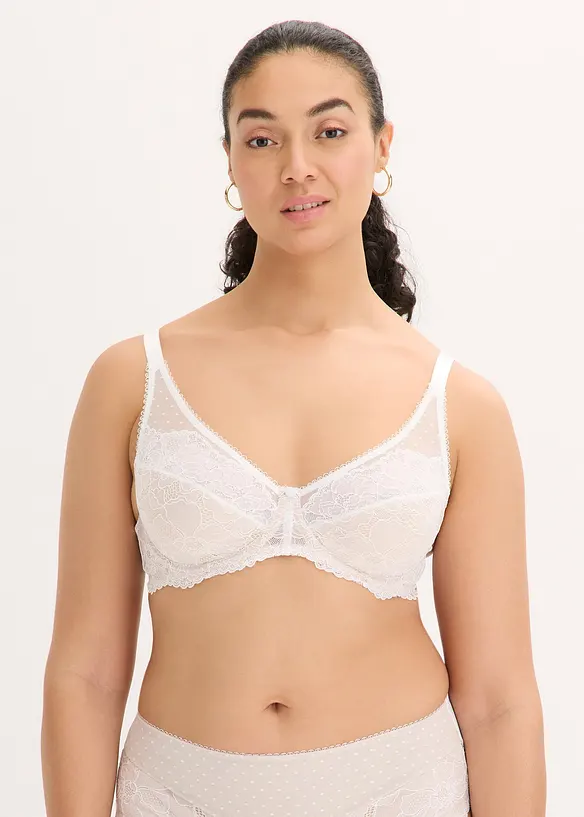 Minimizer-BH mit edler Spitze in weiß von vorne (im Anschnitt) - bonprix