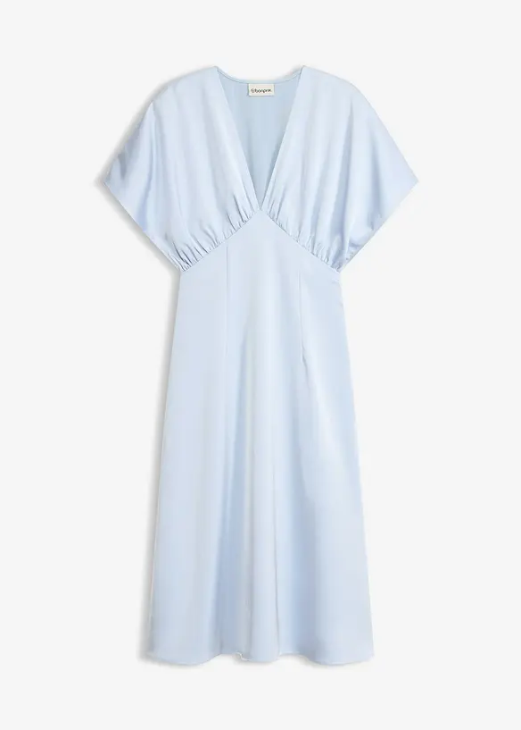Midikleid aus glänzendem Satin in blau von vorne - bonprix