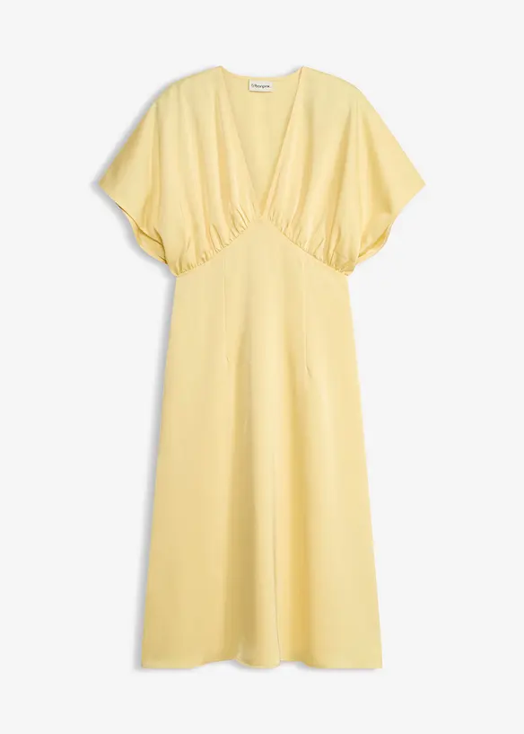 Midikleid aus glänzendem Satin in gelb von vorne - bonprix Midikleid aus glänzendem Satin in gelb von vorne - bonprix