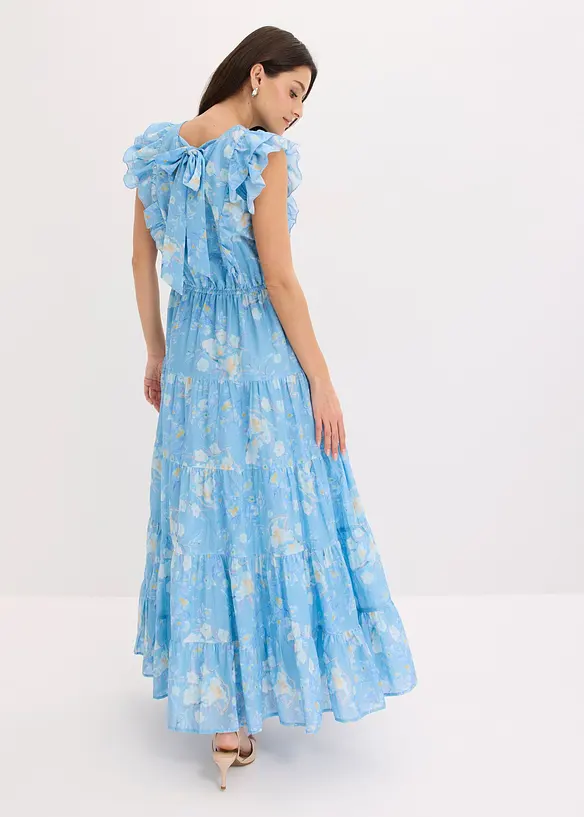 Maxikleid aus reiner Baumwolle in blau von hinten (Totalaufnahme) - bonprix Maxikleid aus reiner Baumwolle in blau von hinten (Totalaufnahme) - bonprix