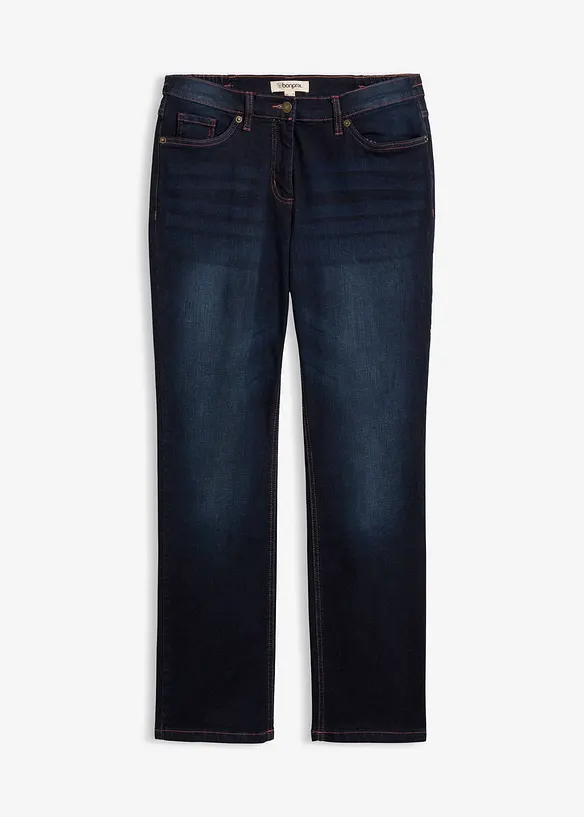 Straight-Jeans Mid Waist, Bequembund in blau von vorne - bonprix