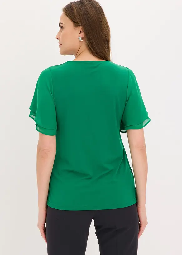 Shirt mit Chiffonärmeln in grün von hinten (im Anschnitt) - bonprix Shirt mit Chiffonärmeln in grün von hinten (im Anschnitt) - bonprix