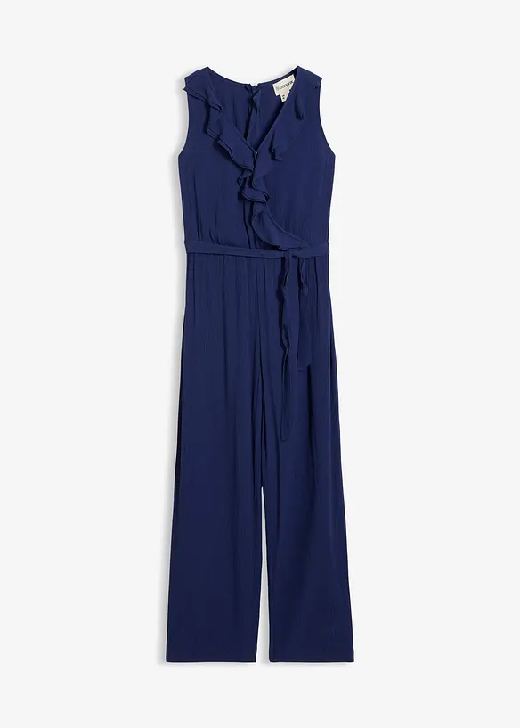 Jumpsuit aus fließender Viskose in blau von vorne - bonprix