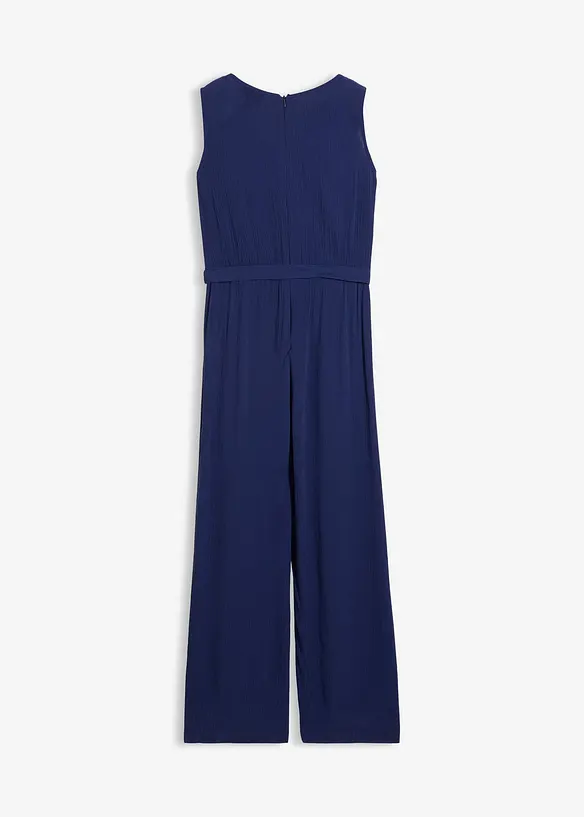 Jumpsuit aus fließender Viskose in blau von hinten - bonprix