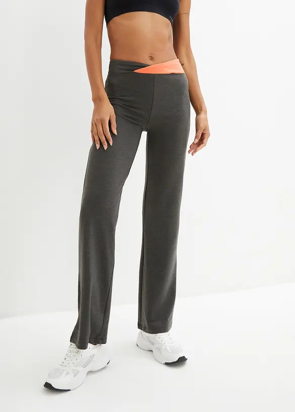 Baumwoll-Sporthose, Bootcut (2er Pack) in grau von vorne - bonprix