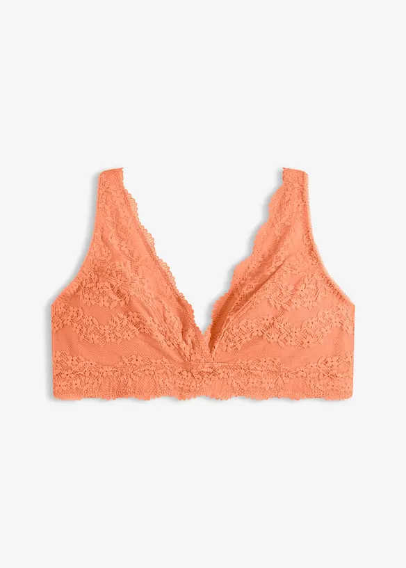 Komfortables Bralette mit weicher Bio-Baumwolle und Spitze in orange von vorne - bonprix