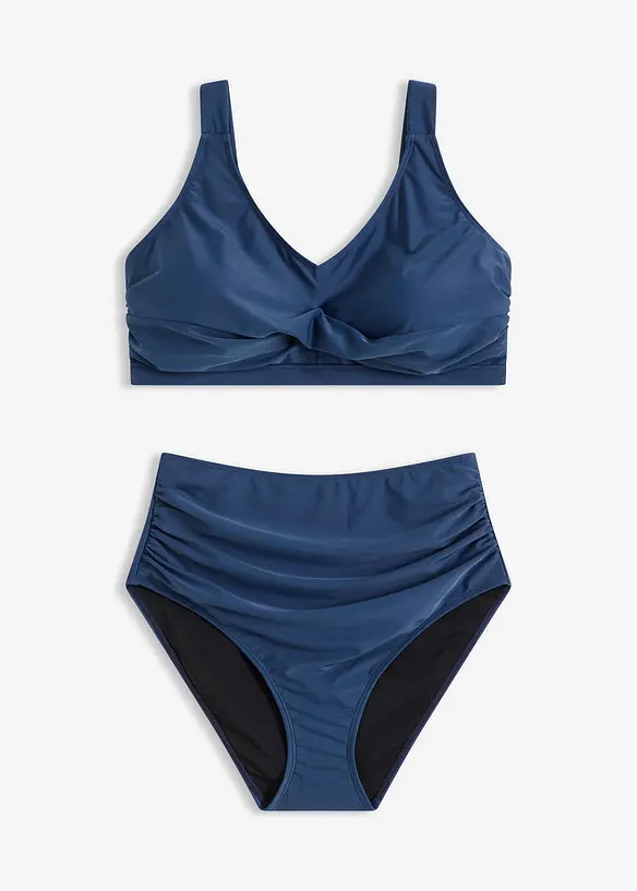 Light Shape-Bikini (2-tlg.Set) mit Wickeloptik in blau von vorne - bonprix