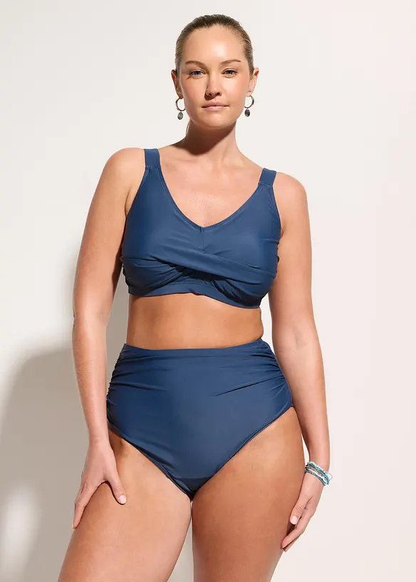 Light Shape-Bikini (2-tlg.Set) mit Wickeloptik in blau von vorne (Totalaufnahme) - bonprix