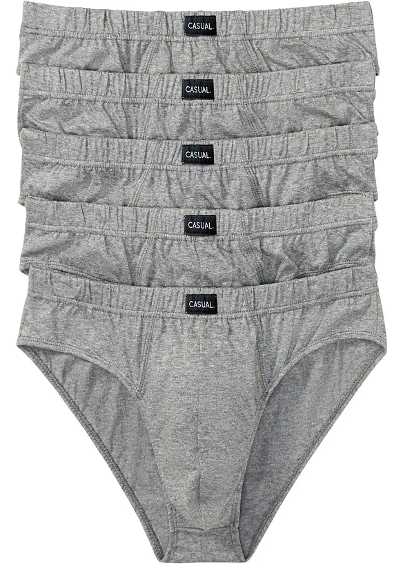 Maxislip aus Baumwolle (5er Pack) in grau von vorne - bonprix
