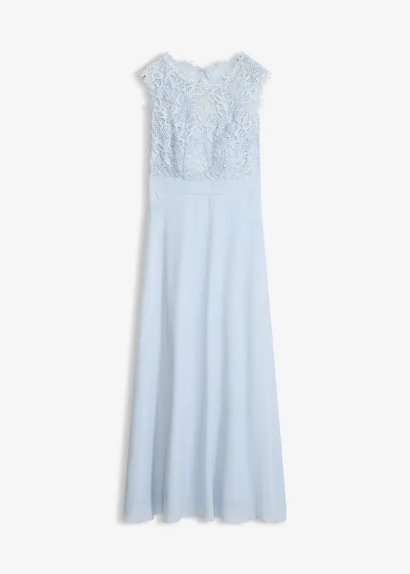 Maxikleid mit Spitze in blau von vorne - bonprix