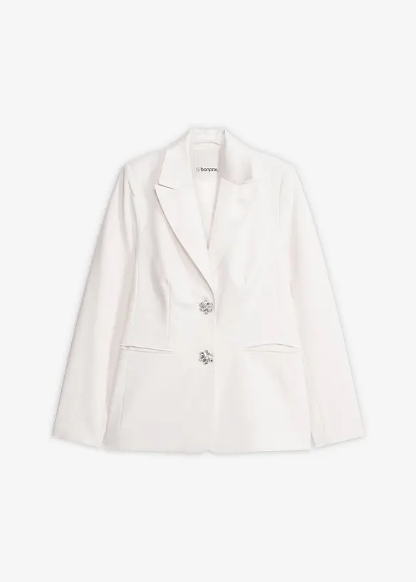 Blazer mit Schmuckknöpfen in weiß von vorne - bonprix Blazer mit Schmuckknöpfen in weiß von vorne - bonprix