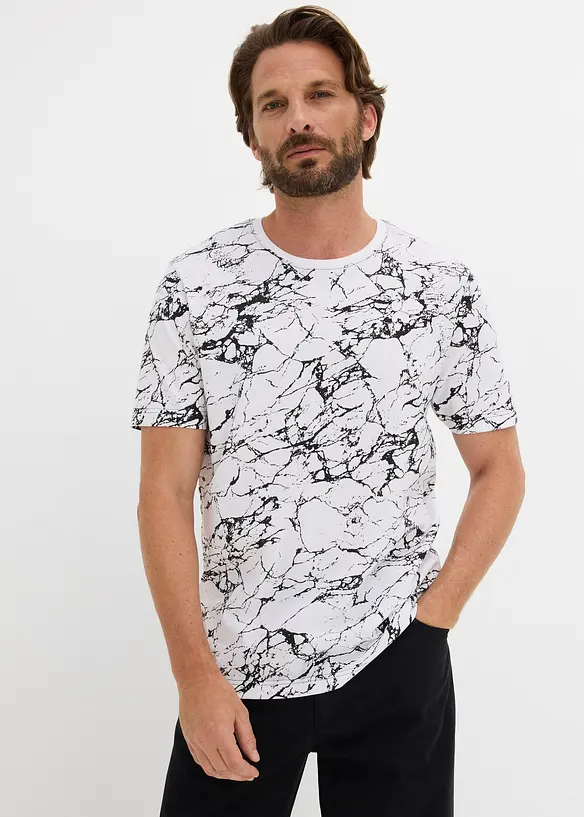 T-Shirt aus reiner Bio-Baumwolle in weiß von vorne (im Anschnitt) - bonprix