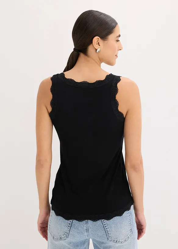 Top aus softem Viskose-Mix (2er-Pack) in schwarz von hinten (im Anschnitt) - bonprix