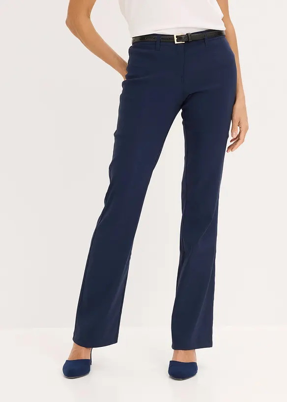 Stretch-Hose, Bootcut in blau von vorne - bonprix