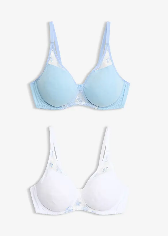 BH mit Bügel (2er Pack) in blau von vorne - bonprix