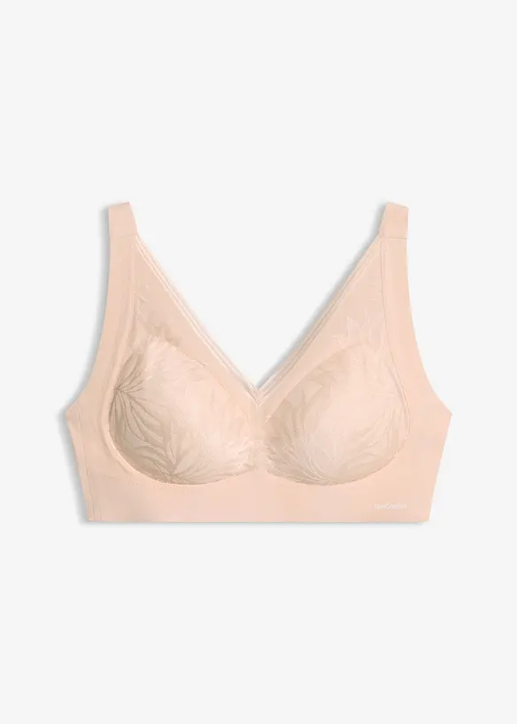 Wattierter Feel Comfort Lasercut BH ohne Bügel  in rosa von vorne - bonprix