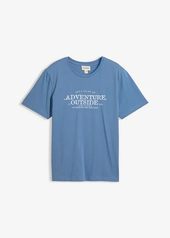 T-Shirt aus reiner Baumwolle in blau von vorne - bonprix