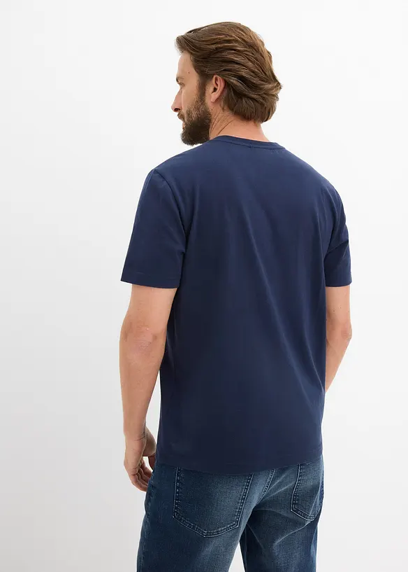 T-Shirt aus reiner Bio-Baumwolle in blau von hinten (im Anschnitt) - bonprix