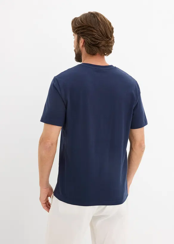 T-Shirt aus reiner Bio-Baumwolle in blau von hinten (im Anschnitt) - bonprix