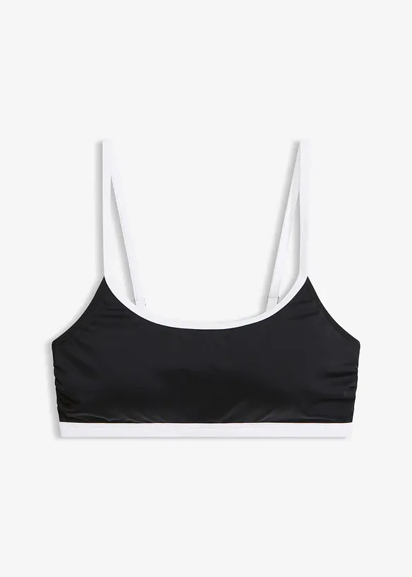 Bustier-Bikinioberteil mit weißen Kontrastnähten in schwarz von vorne - bonprix