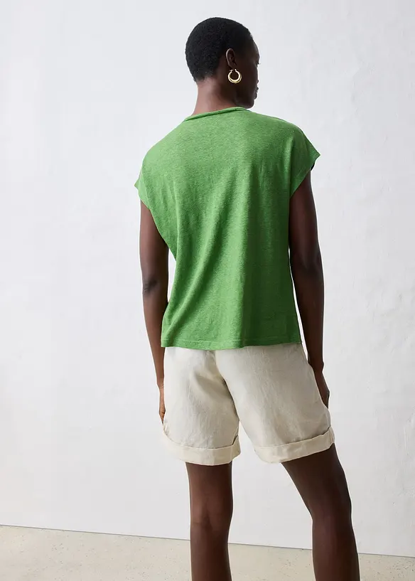 Shirt aus reinem Leinen in grün von hinten (im Anschnitt) - bonprix Shirt aus reinem Leinen in grün von hinten (im Anschnitt) - bonprix