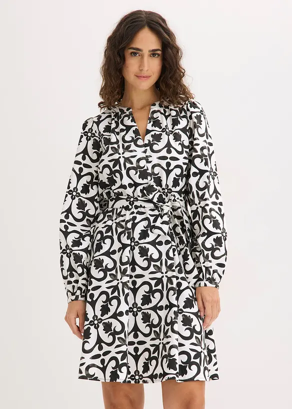 bedrucktes Kleid in weiß von vorne (Totalaufnahme) - bonprix