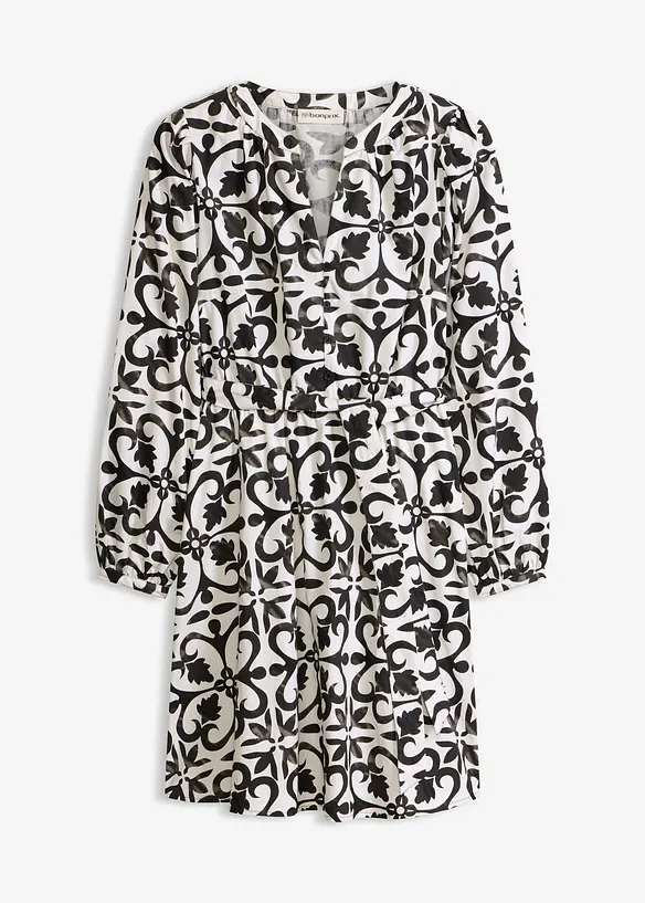 bedrucktes Kleid in weiß von vorne - bonprix