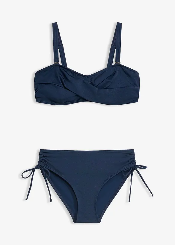 Balconette-Bikini aus glänzendem Material (2-tlg.Set) in blau von vorne - bonprix