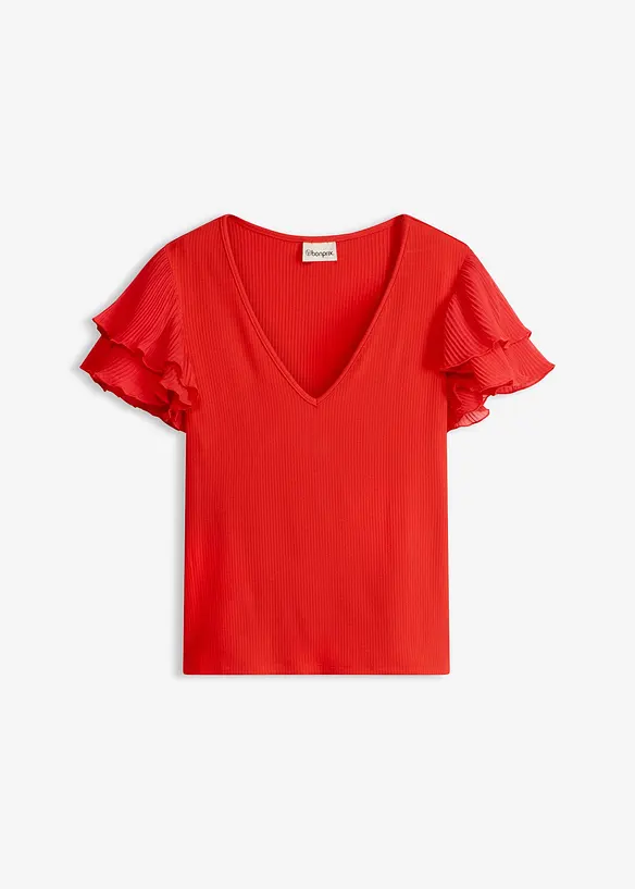 Shirt mit Volants in rot von vorne - bonprix Shirt mit Volants in rot von vorne - bonprix