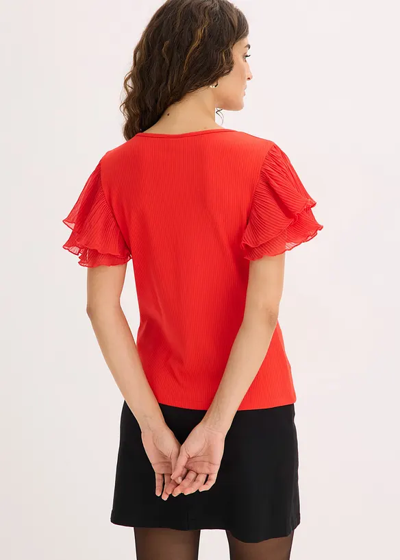 Shirt mit Volants in rot von hinten (im Anschnitt) - bonprix Shirt mit Volants in rot von hinten (im Anschnitt) - bonprix