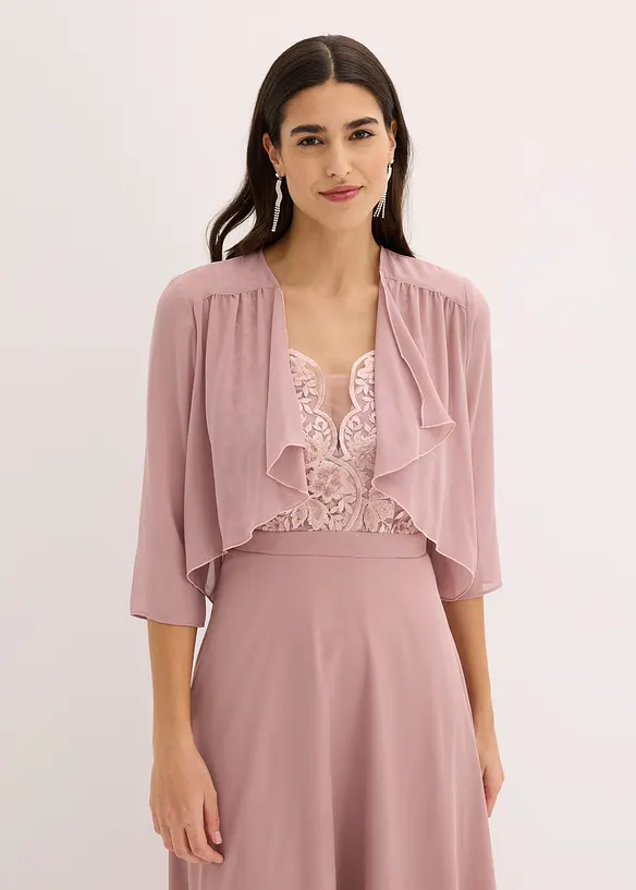 Bolero aus feinem Chiffon in rosa von vorne (im Anschnitt) - bonprix