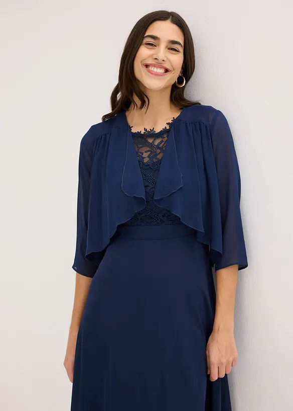Bolero aus feinem Chiffon in blau von vorne (im Anschnitt) - bonprix