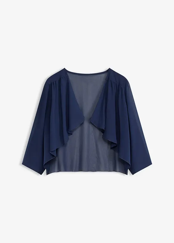 Bolero aus feinem Chiffon in blau von vorne - bonprix
